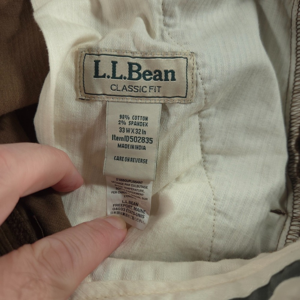 L.L. Bean Stretch Country Corduroy Pants Mens 33x32 (Fit 34x31) Brown - Picture 12 of 14